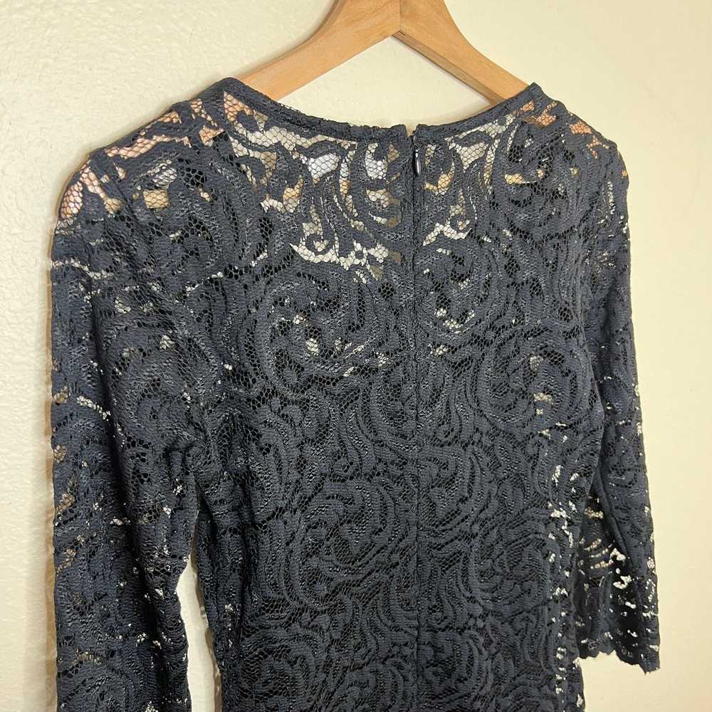 Velvet Black Lace Overlay Long Sleeve Dress Small - image 8