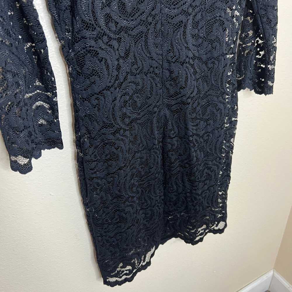 Velvet Black Lace Overlay Long Sleeve Dress Small - image 9