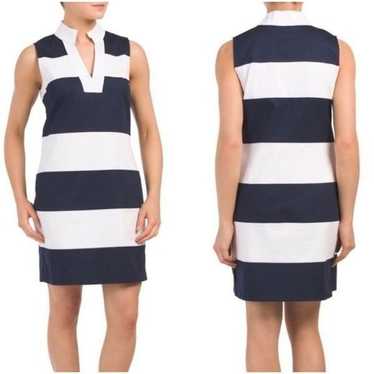 Sail To Sable Navy & White Stripes Sheath Dress S… - image 1