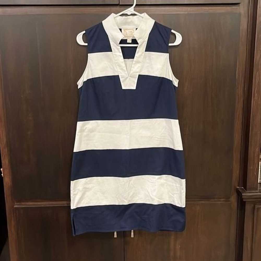 Sail To Sable Navy & White Stripes Sheath Dress S… - image 2