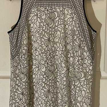 Ann Taylor LOFT Cream & Black Lace Overlay Classi… - image 1