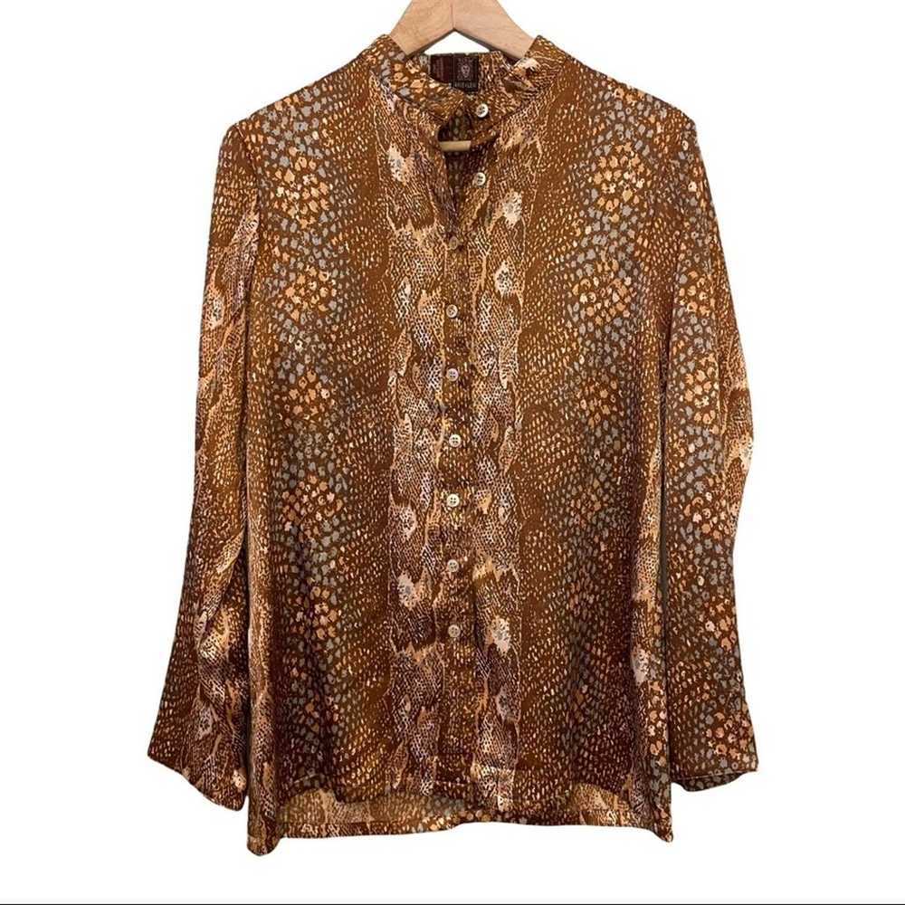 Vintage Anne Klein Snake Prink Tunic Blouse Shirt - image 1