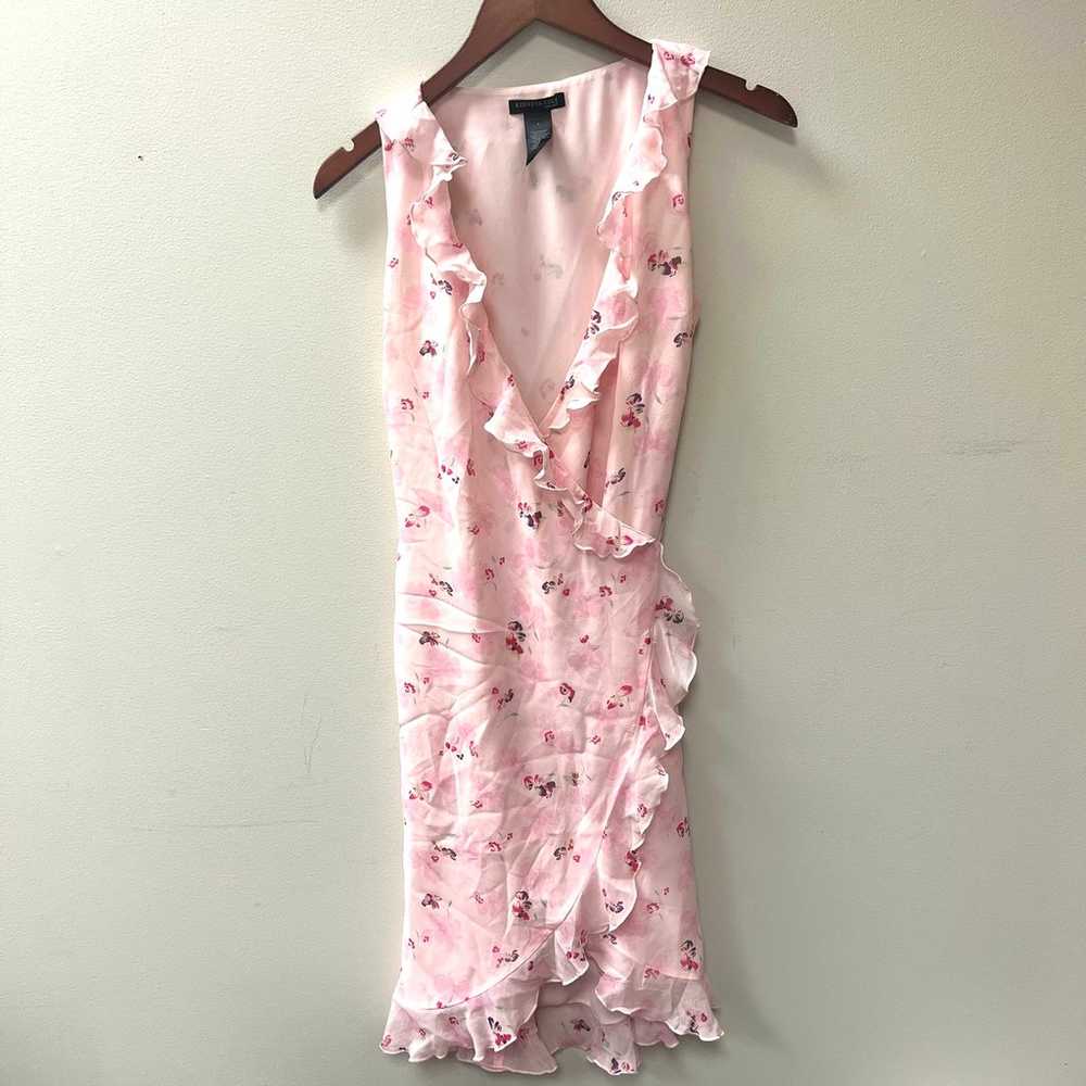 Vintage Kenneth Cole 100% silk wrap dress ruffle … - image 1