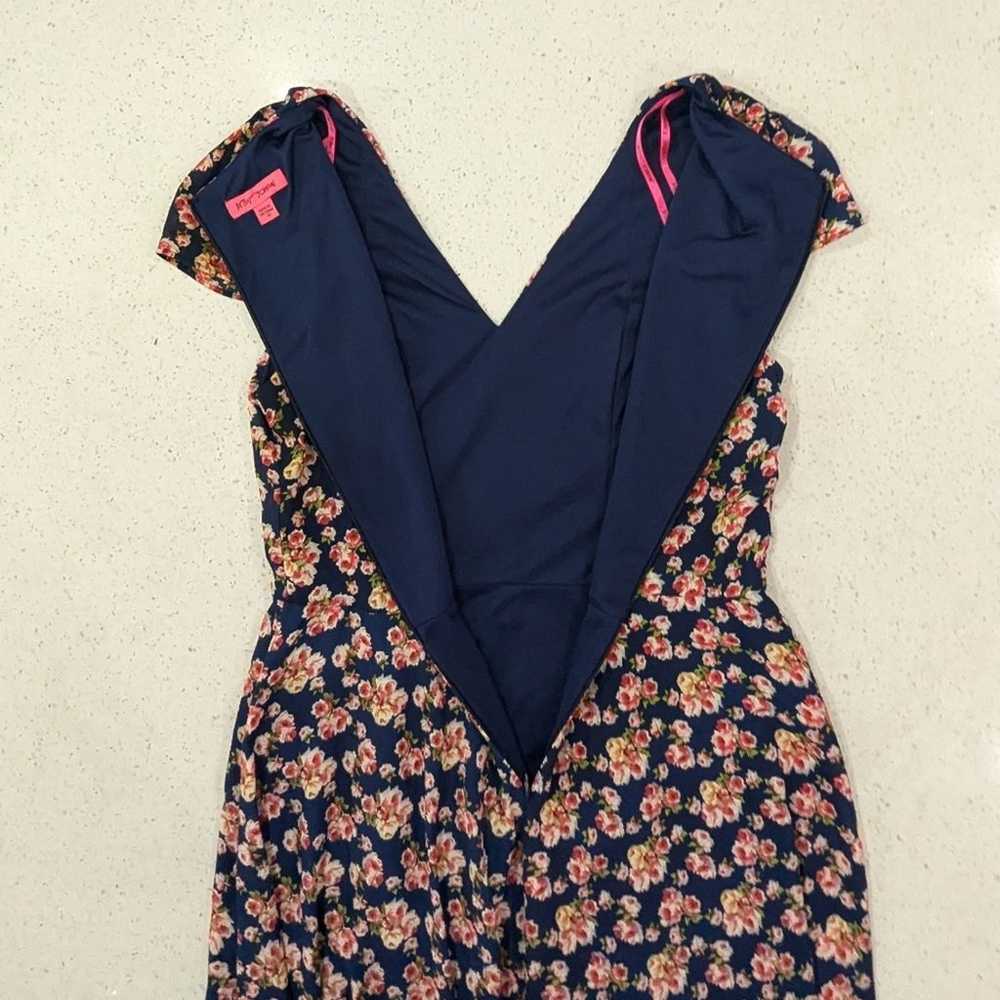 Betsey Johnson Pink Blue Floral Dress A-Line Knee… - image 6