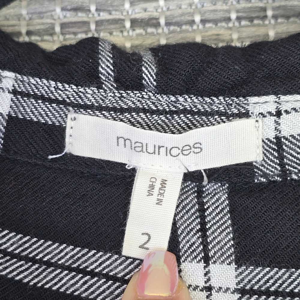 Maurices Top Womens 2 Black White Plaid Twist Fro… - image 3