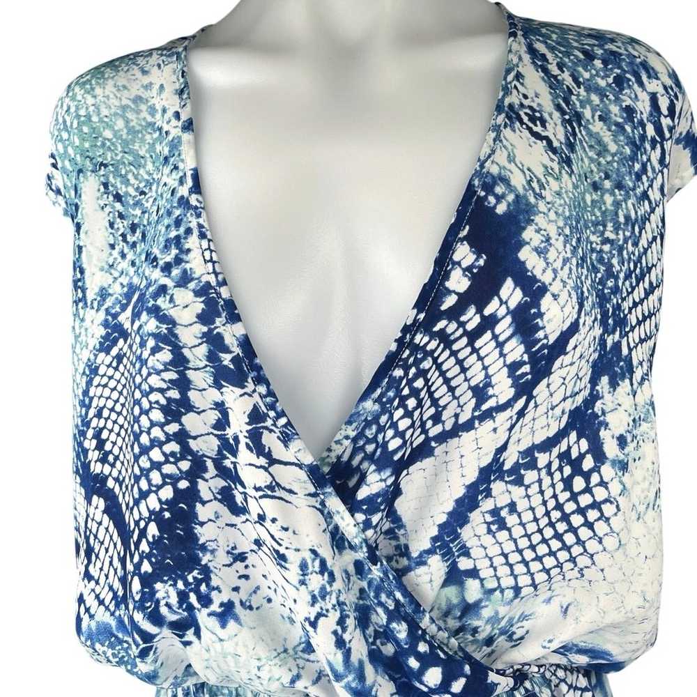 Olivaceous Blue Snakeskin Print Sleeveless Faux W… - image 3