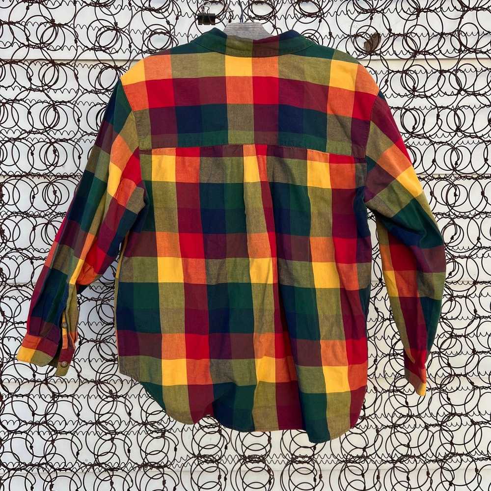 Vintage 90s Liz Sport Fall Harvest Plaid Long Sle… - image 3