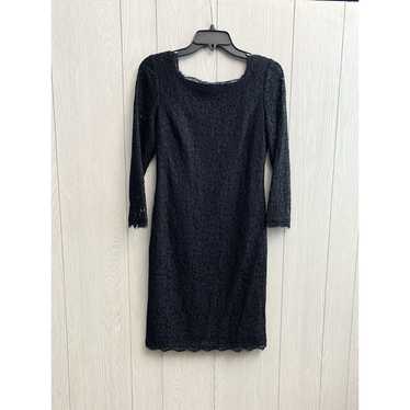 Adrianna Papell Black Lace Long Sleeve Dress Size 