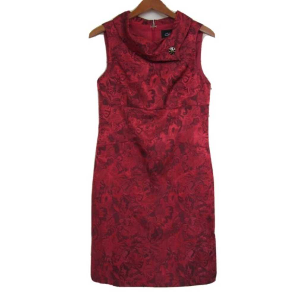 Chelsea Rose Size 6 Red Brocade Sleeveless Sheath… - image 1