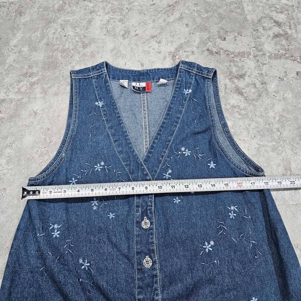 Vtg J.L.N.Y. Denim Jumper Dress Sz M  With Blue F… - image 7