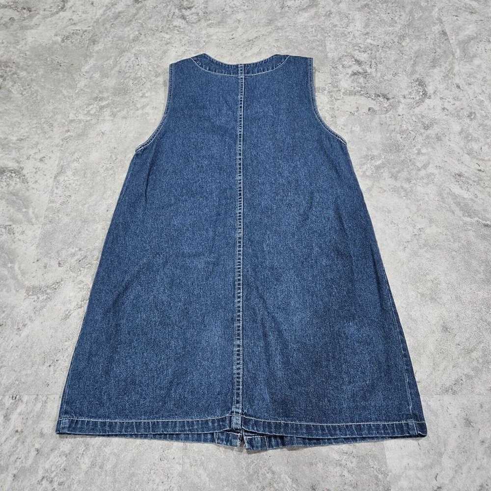 Vtg J.L.N.Y. Denim Jumper Dress Sz M  With Blue F… - image 9