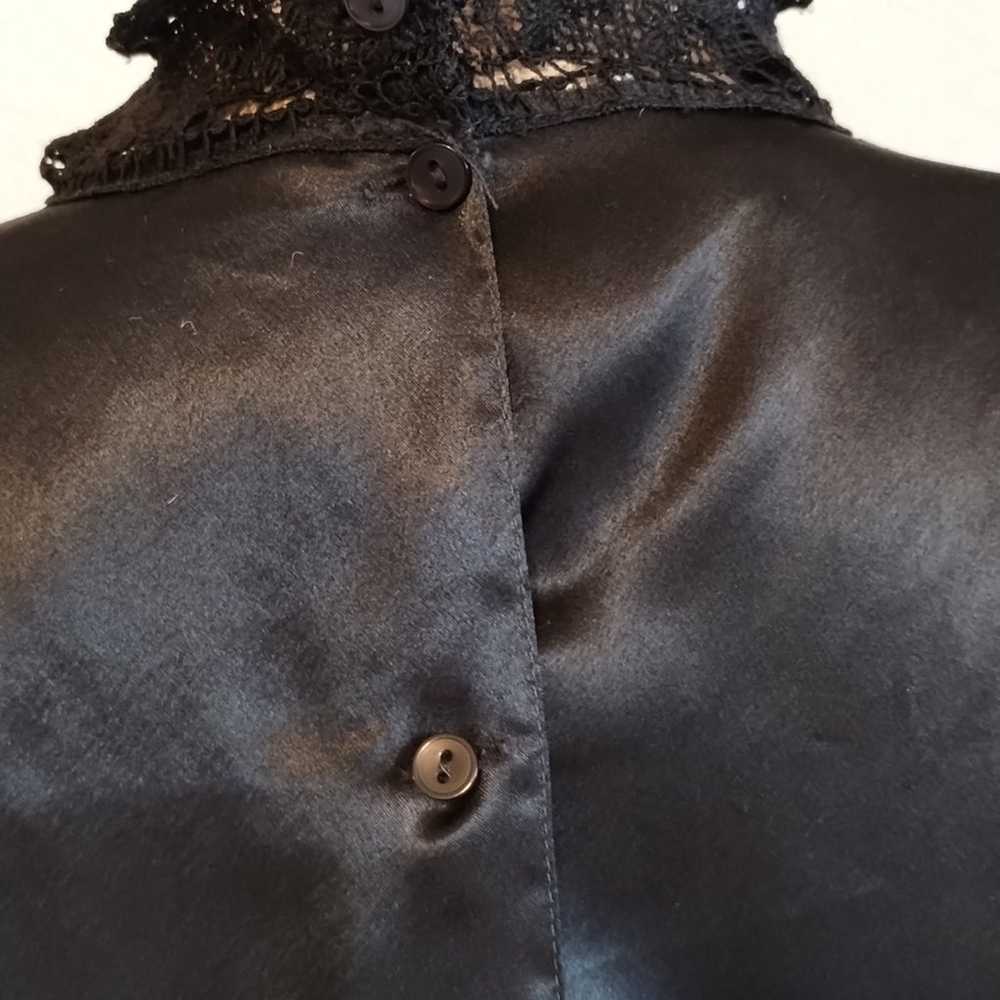 San Andre Vintage Victorian Black Satin & Embroid… - image 5