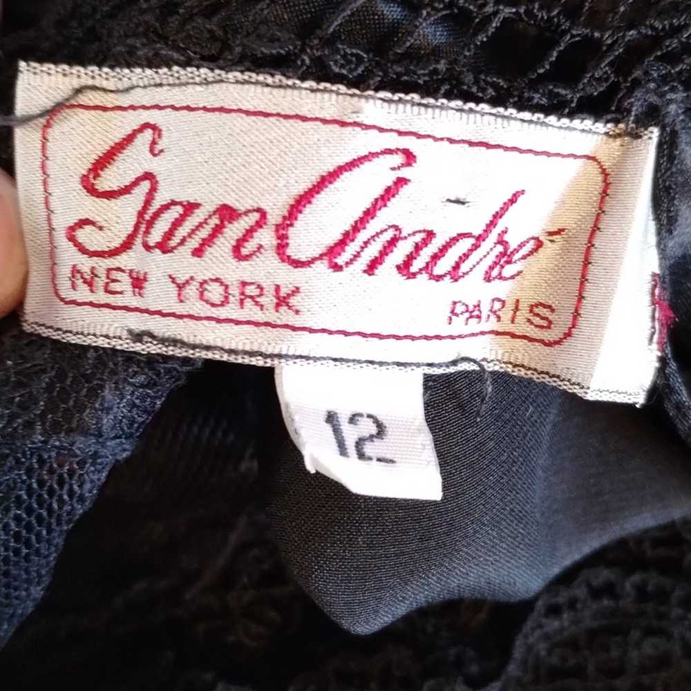 San Andre Vintage Victorian Black Satin & Embroid… - image 6