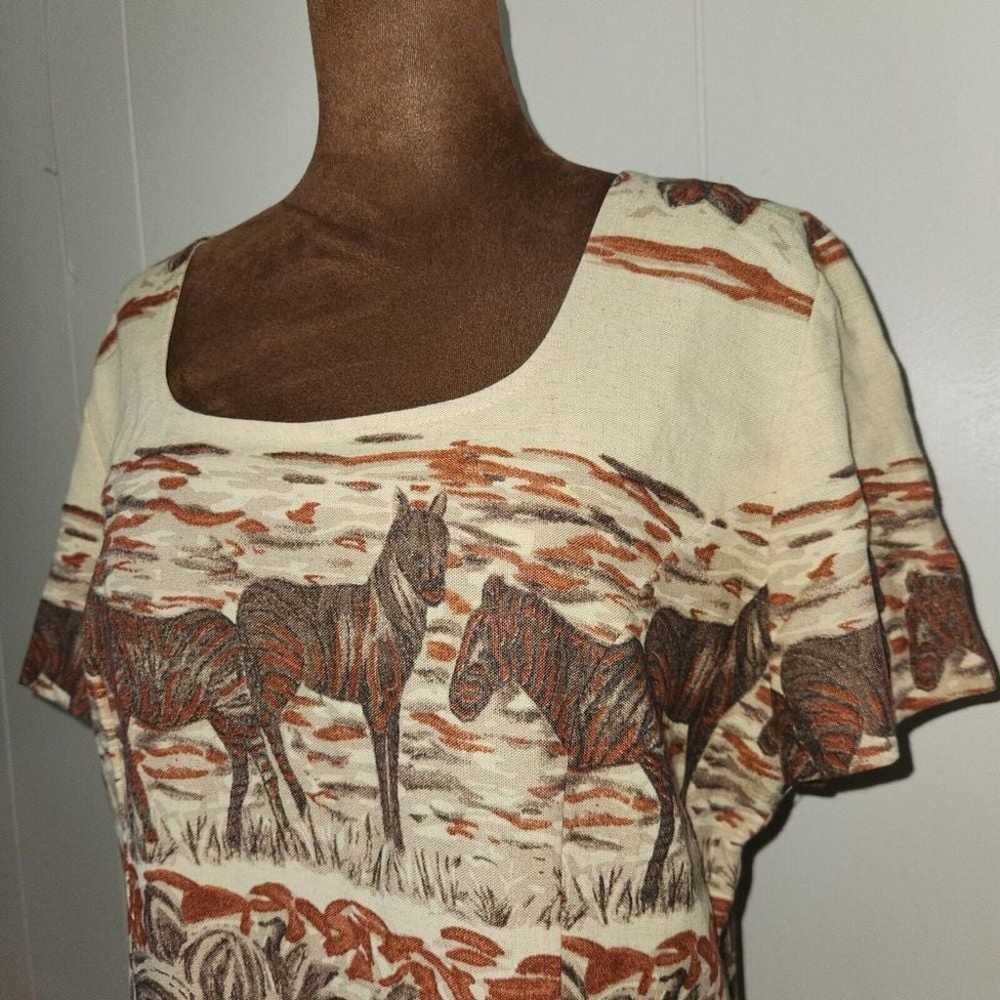 Farouche Dress Size 12 Zebra Safari Linen Blend S… - image 2