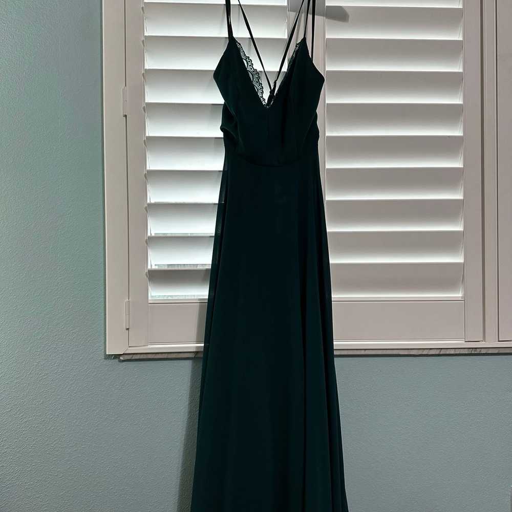 dark green V neck Dress - image 1