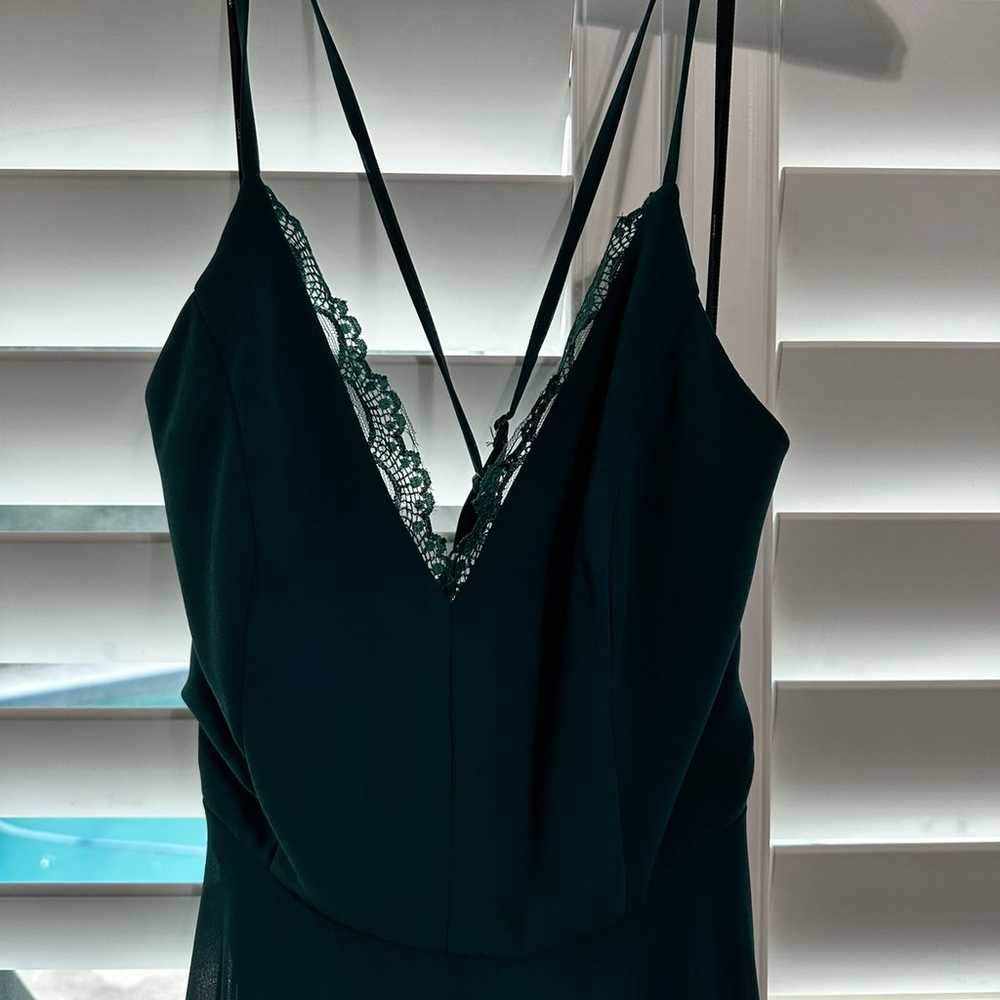 dark green V neck Dress - image 2