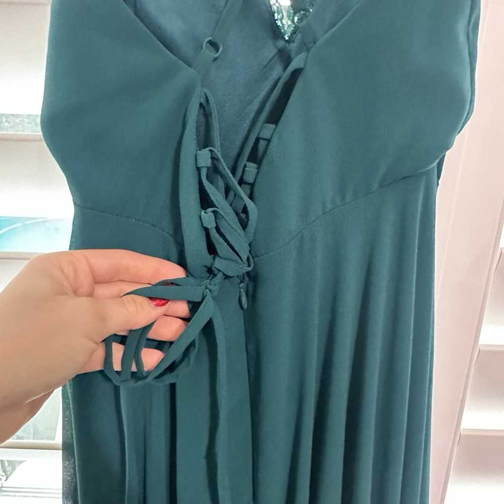 dark green V neck Dress - image 3