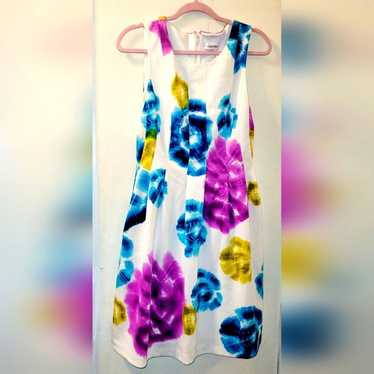 Calvin Klein Floral Tie Dye Sleeveless Scuba Dress