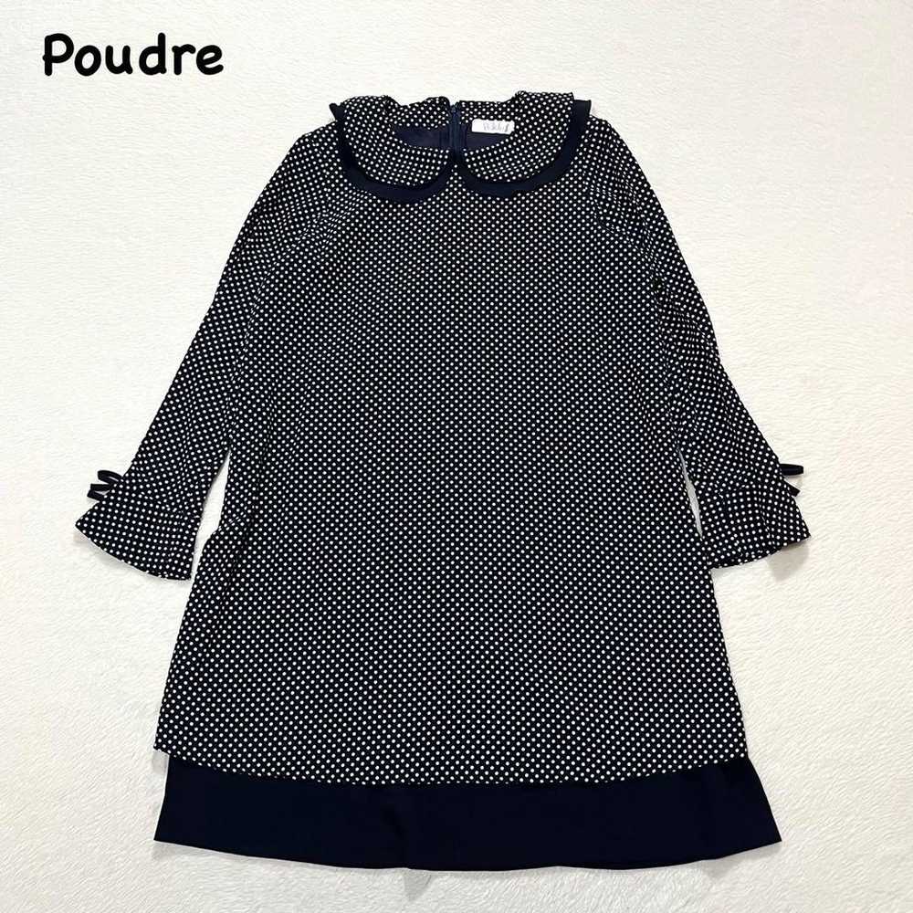 t1293 【poudre】 Polka Dot Long Dress Long Sleeve C… - image 1