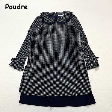 t1293 【poudre】 Polka Dot Long Dress Long Sleeve C… - image 1