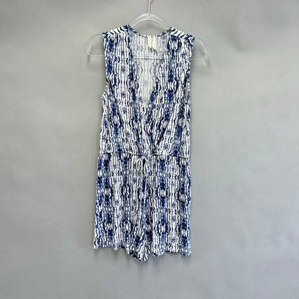 Soma jersey knit blue/white surplice sleeveless r… - image 2