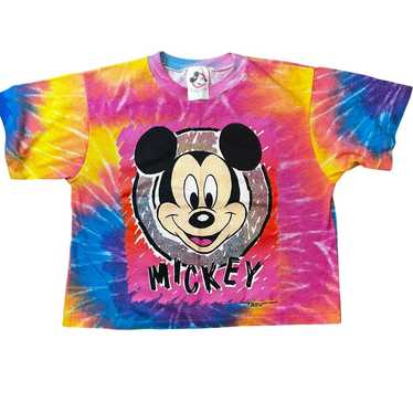 Vintage Disney Mickey Mouse tie dye cropped T-shi… - image 1