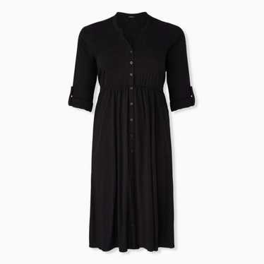 Torrid Black Challis Button Front Midi Shirt Dress