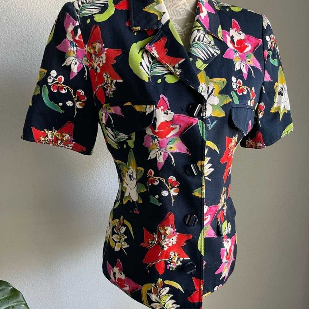 Emanuel Ungaro Parallele Floral Button Front Top - image 6