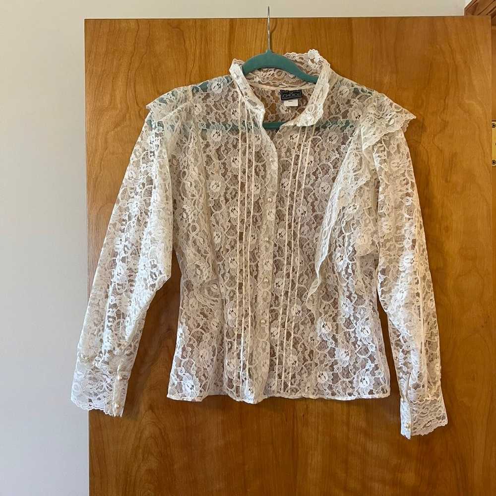 Cottagecore Lace Blouse Top Prairie Roger W. Coll… - image 11