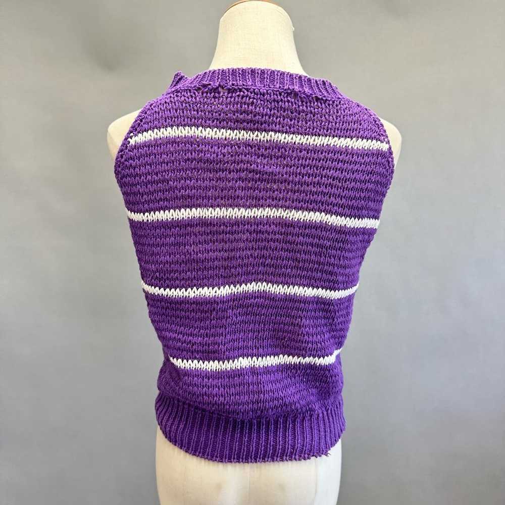 Christian Dior vintage 80s loose knit purple stri… - image 10