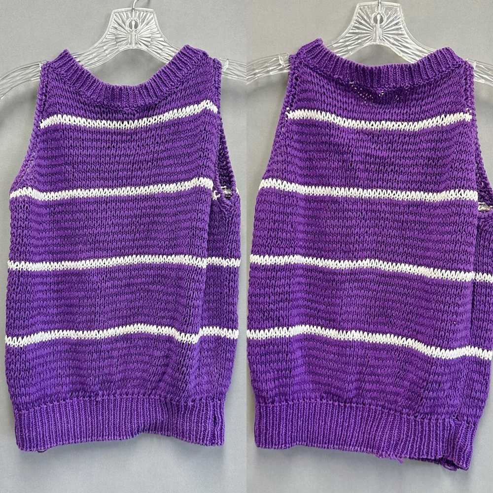 Christian Dior vintage 80s loose knit purple stri… - image 12