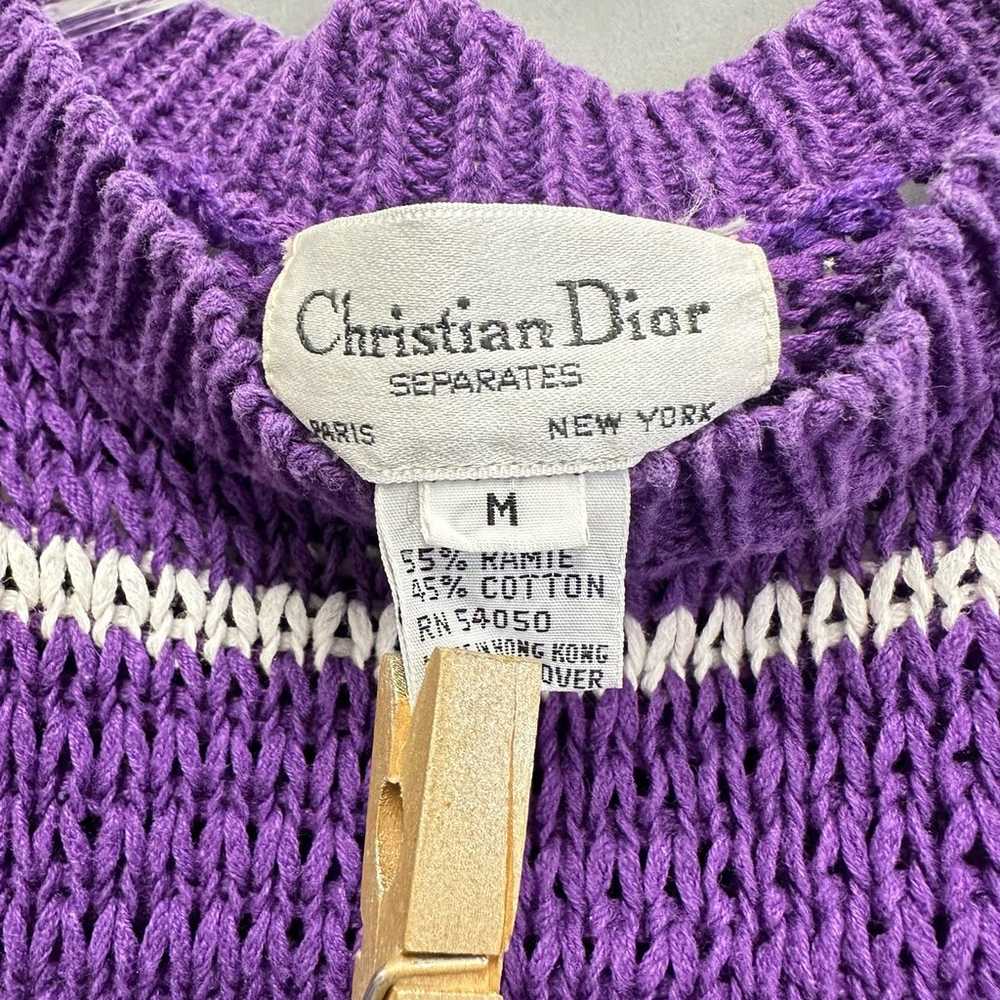 Christian Dior vintage 80s loose knit purple stri… - image 5