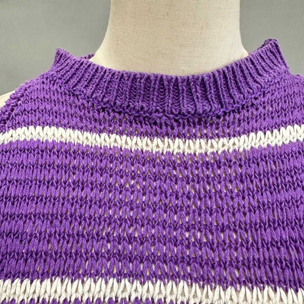 Christian Dior vintage 80s loose knit purple stri… - image 7