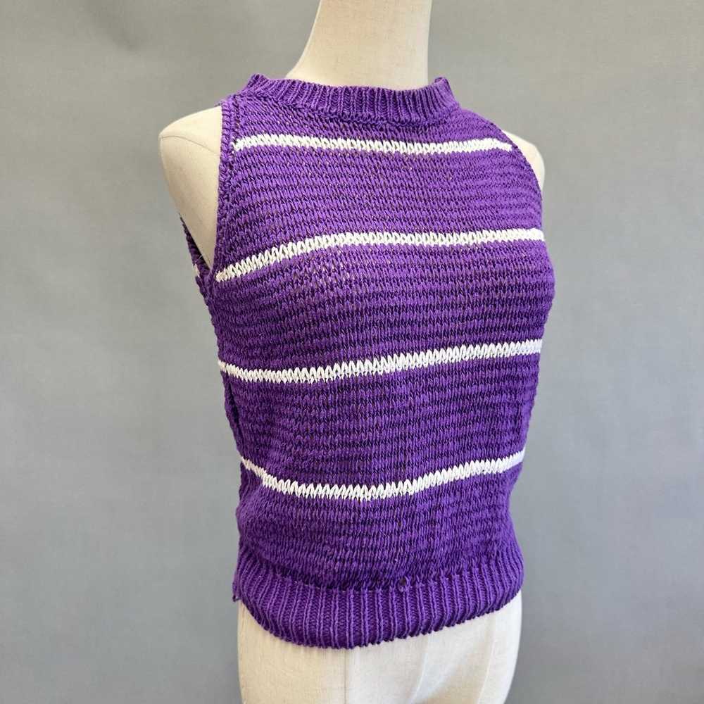 Christian Dior vintage 80s loose knit purple stri… - image 8