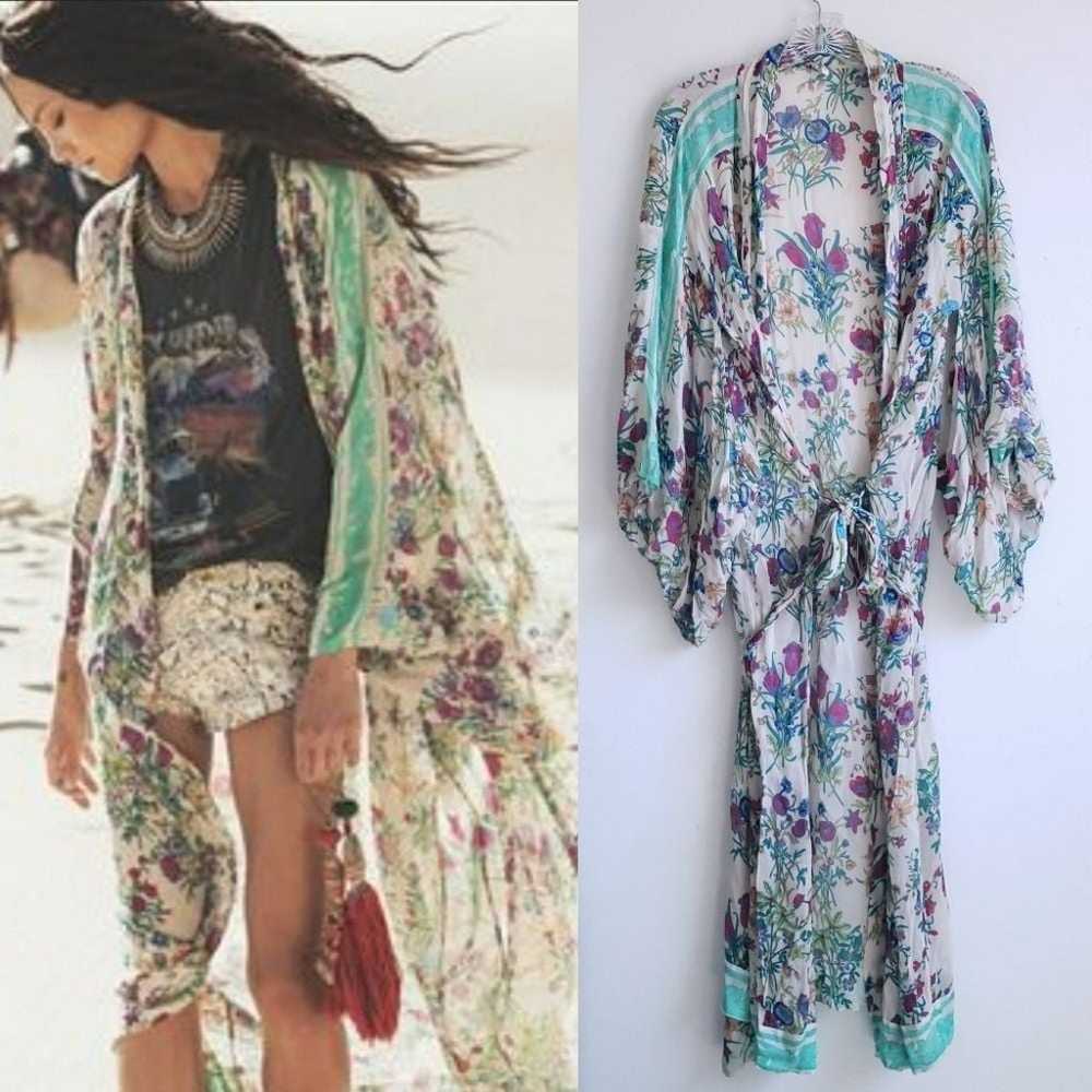 Rare Spell Gypsy Queen Printed Maxi Kimono Cream … - image 1