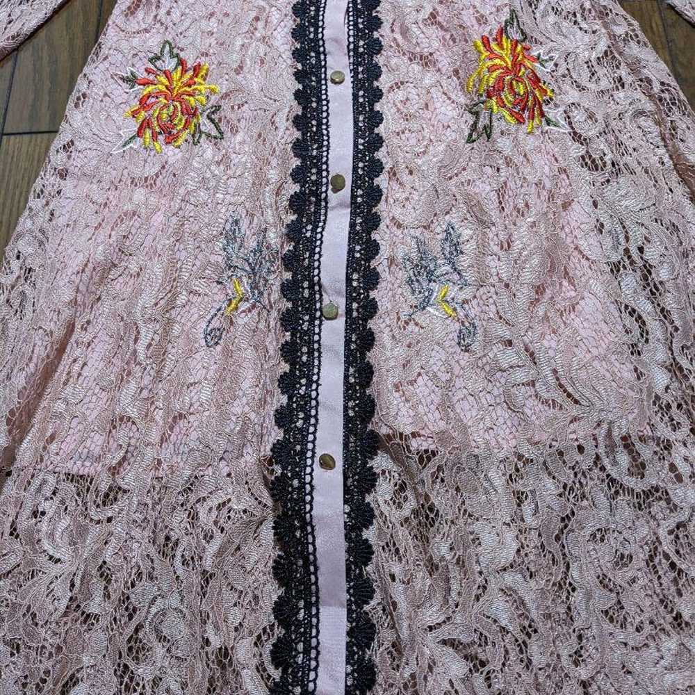 H.J.W Pink Lace Embroidered Long Dress - image 5