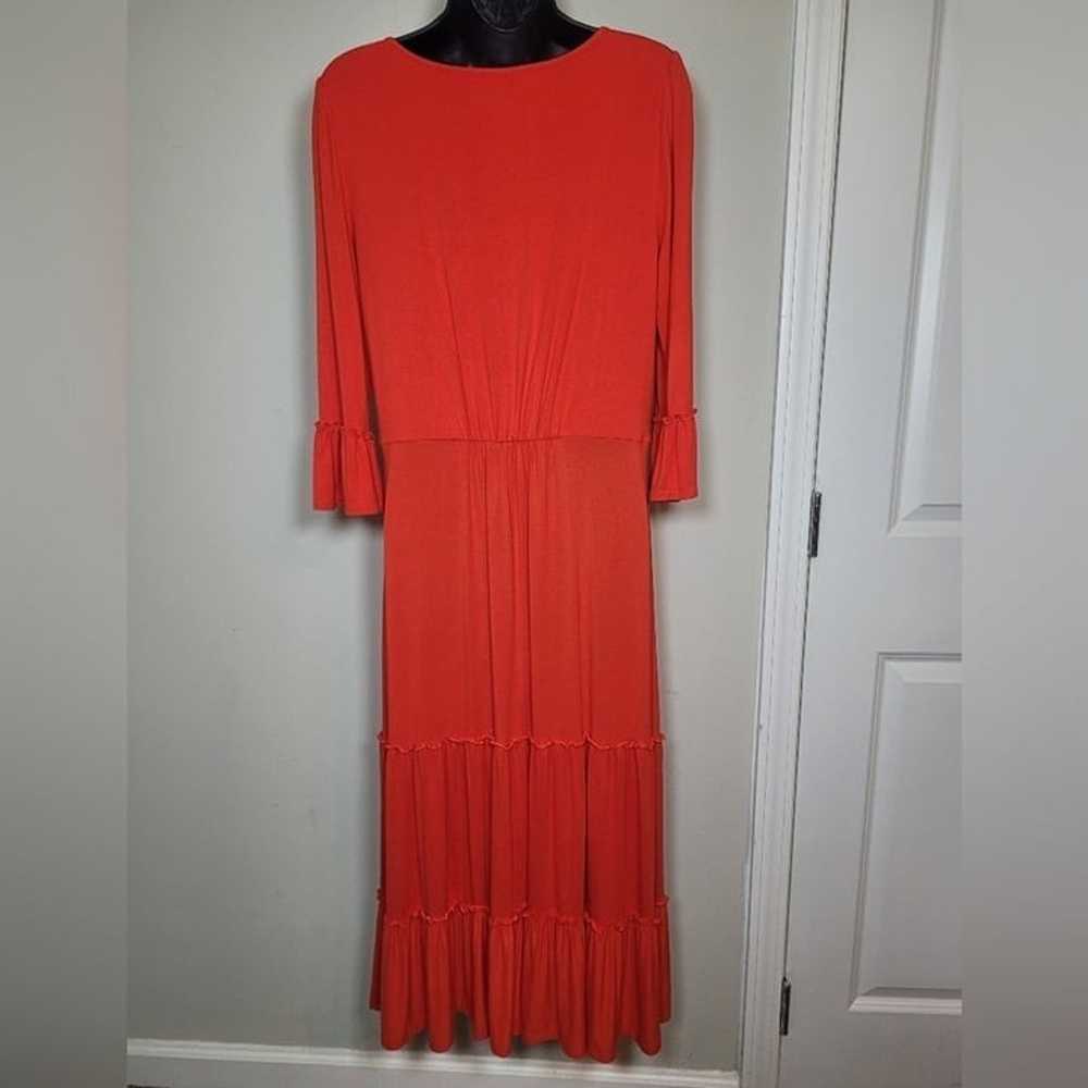 Boden Red Tiered Ruffle Maxi Dress sz 8 - image 2