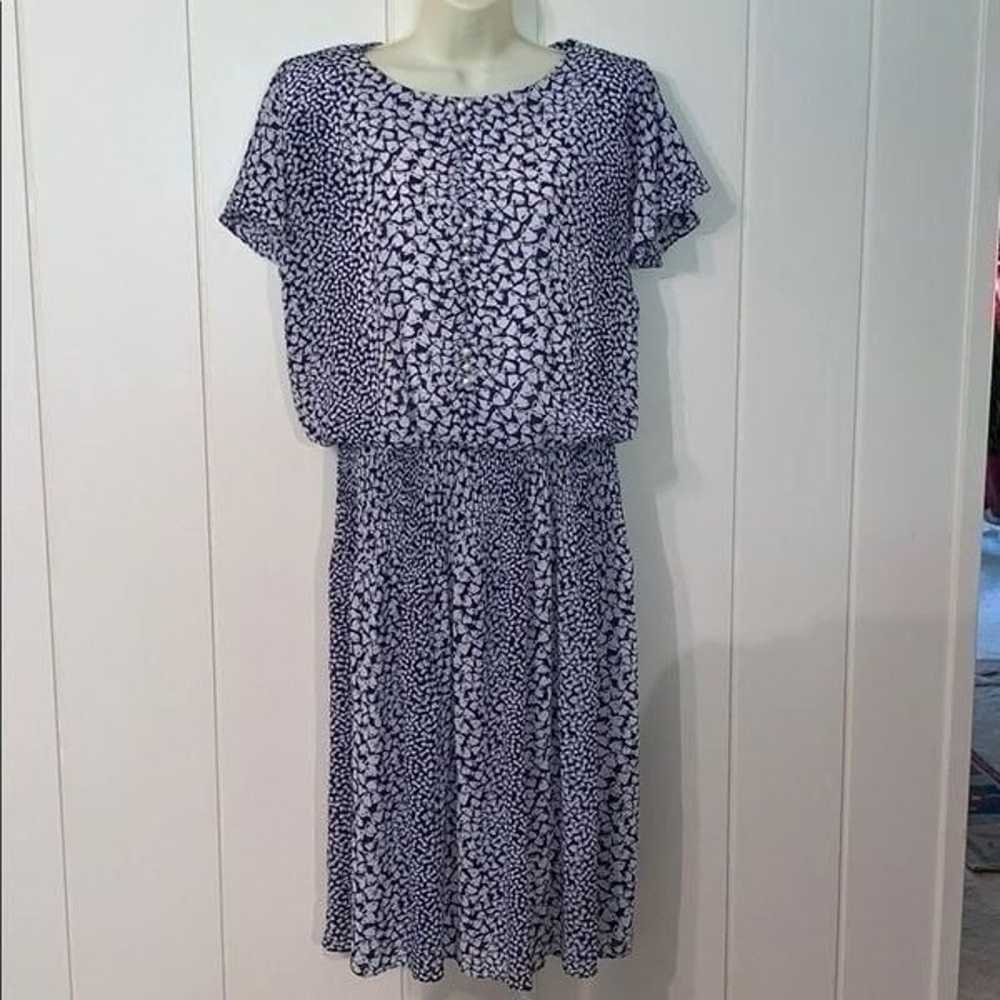 Vtg Alison Peters blouson blue & white dress - image 3