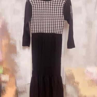 Houndstooth Pattern Long Sleeve Knit Dress ♡ - image 1