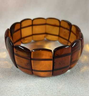 VTG Real Baltic Amber Panel Stretch Bracelet - image 1