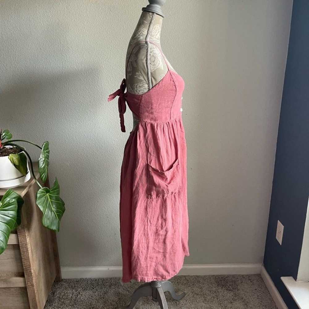 Zara Linen Tie Back Button Front Midi Sun Dress i… - image 5