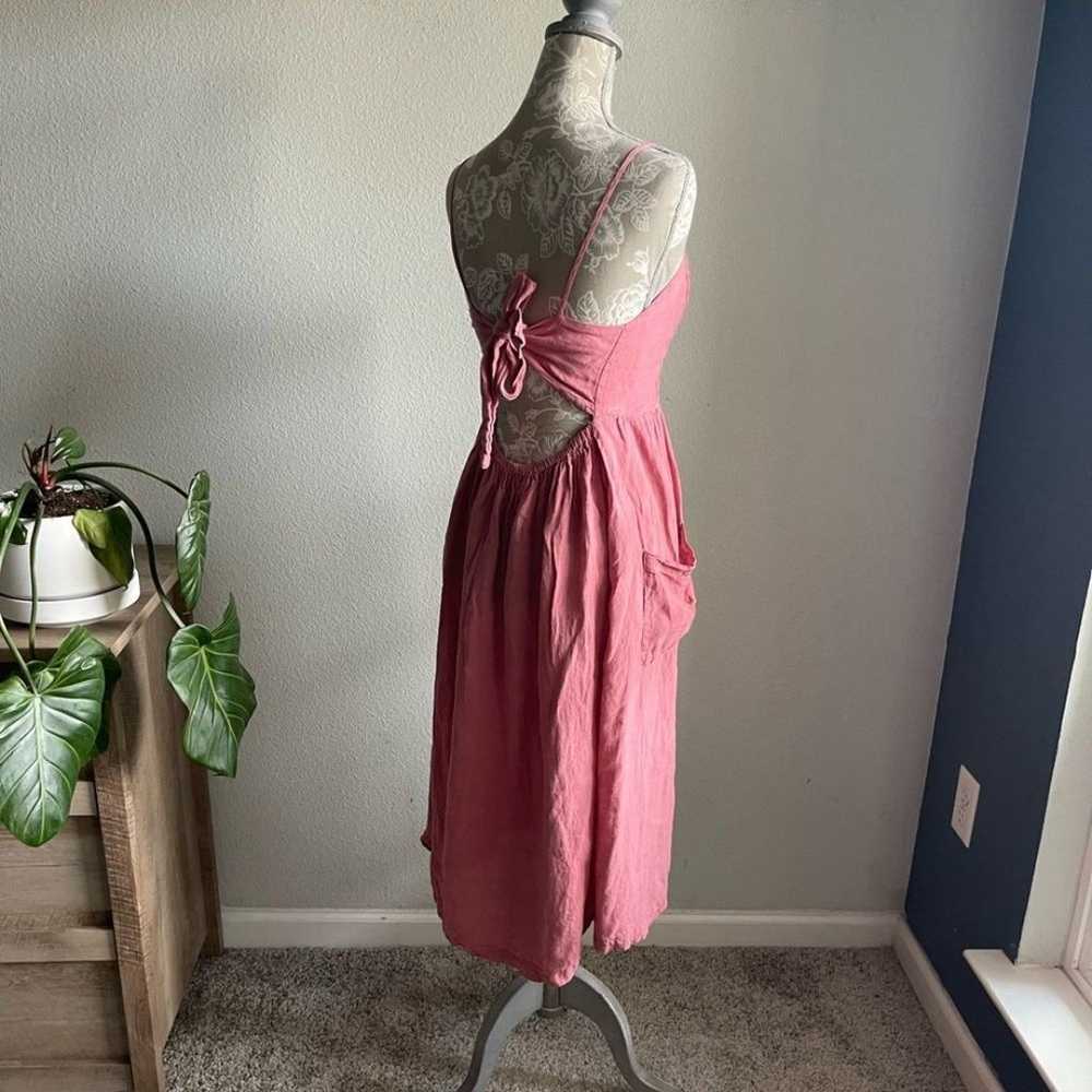 Zara Linen Tie Back Button Front Midi Sun Dress i… - image 6