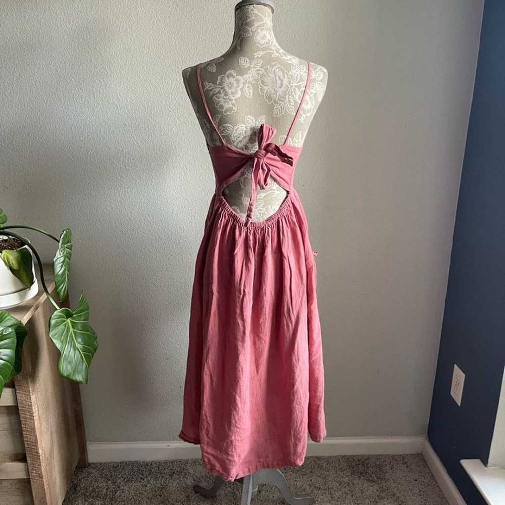 Zara Linen Tie Back Button Front Midi Sun Dress i… - image 7