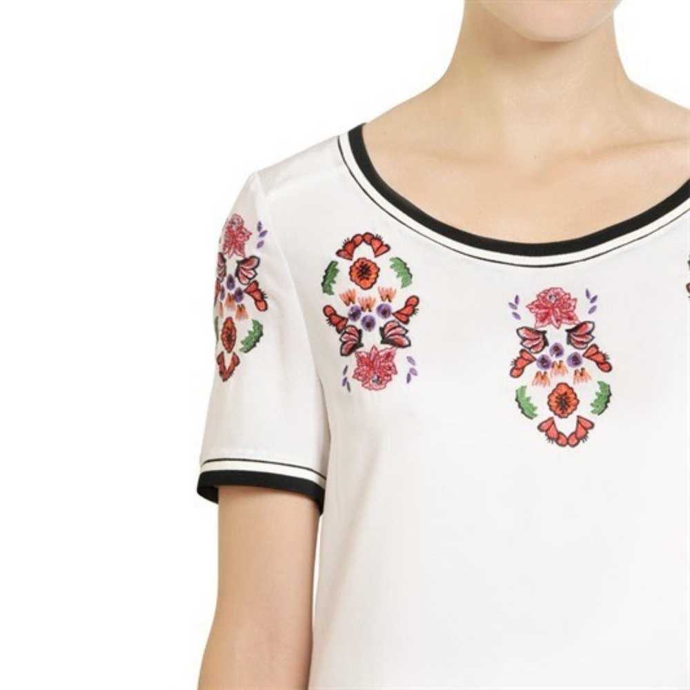 Rebecca Minkoff Size 6 Floral Embroidered Cream S… - image 2