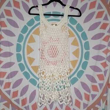 Forever 21 White Cotton Crochet Boho Hippie Dress