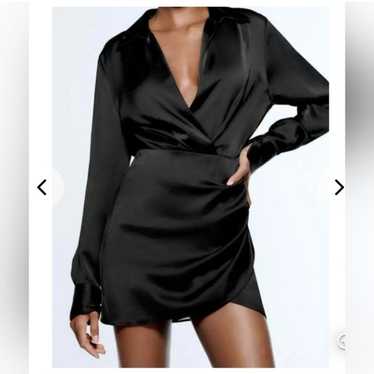 ZARA Satin Effect Long Sleeve Dress size M