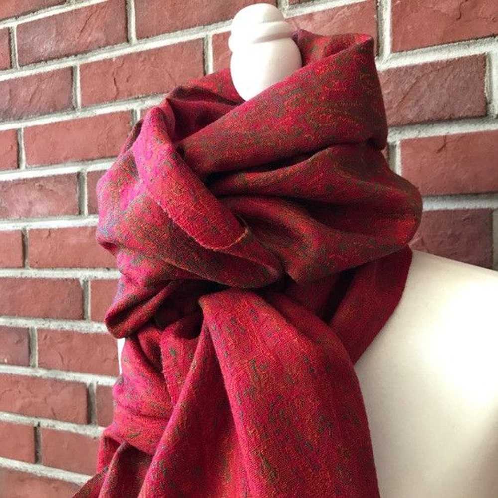 Handmade •Rare Handmade Wool Scarf Shawl Hand Wov… - image 6