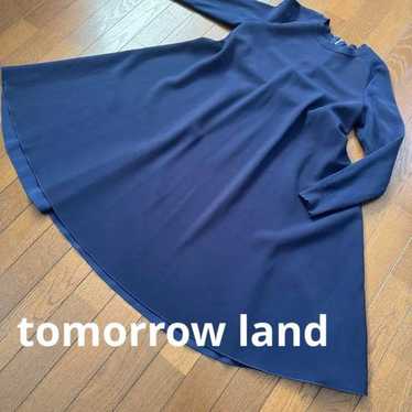 ♡Tomorrowland♡ Navy A-line Long Knit Dress with L… - image 1