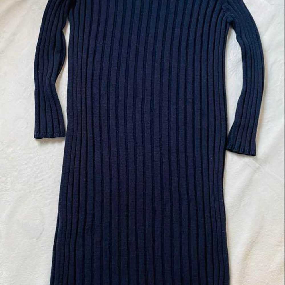 Ford Mills Navy Ribbed Turtleneck Dress - image 1