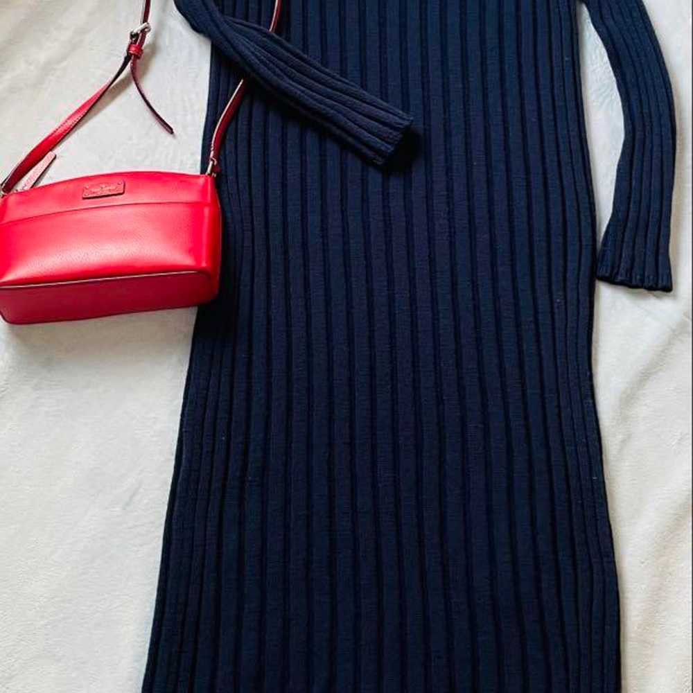 Ford Mills Navy Ribbed Turtleneck Dress - image 2